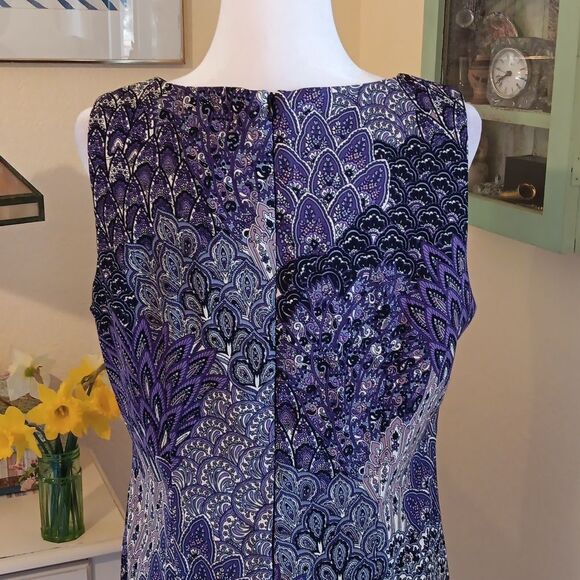 Connected Apparel Purple Feathery Dress. Patchwork. Feathers. Arabesque. - Picture 6 of 10